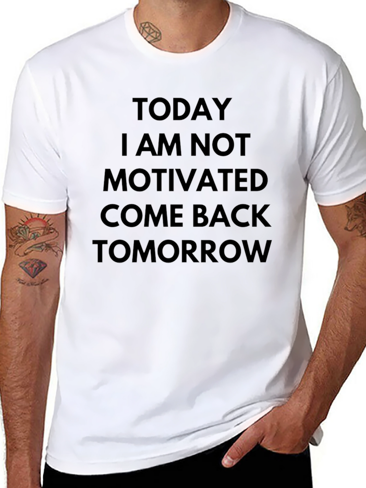 Funny Not Motivated Black Graphic Tee