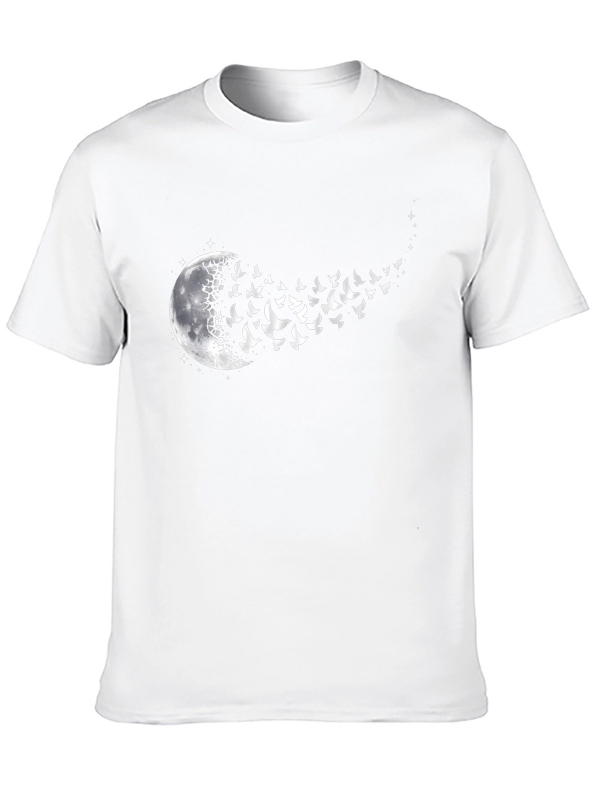 Moon and Birds Graphic Black T-Shirt