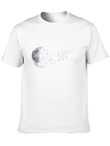 Moon and Birds Graphic Black T-Shirt