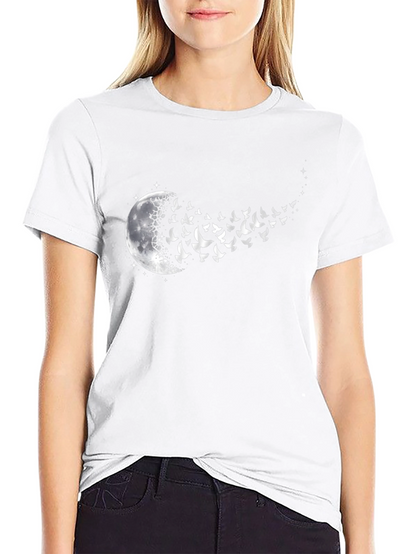Moon and Birds Graphic Black T-Shirt