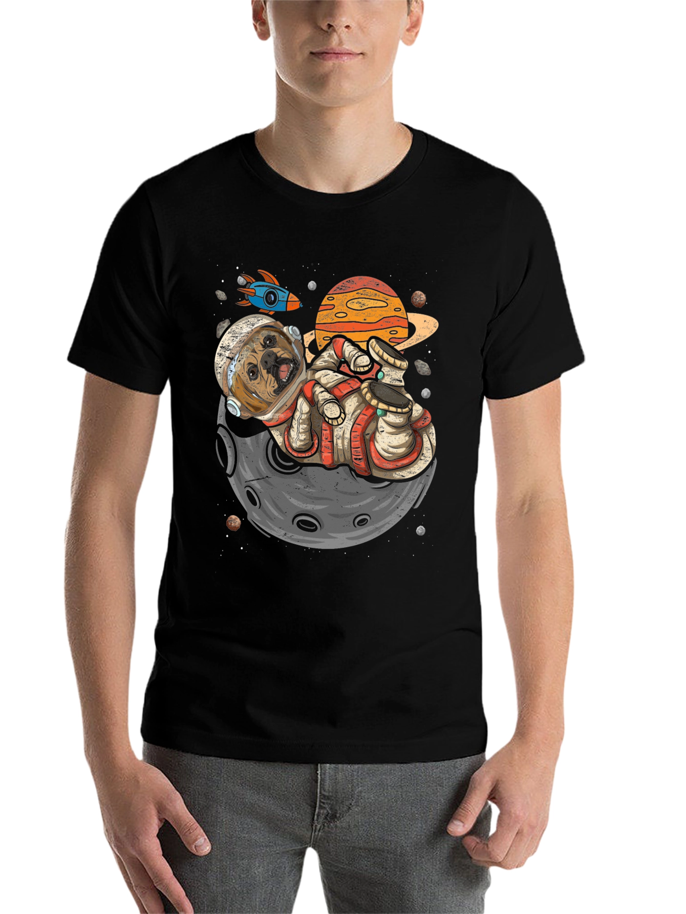Astronaut Dog on the Moon Graphic Tee