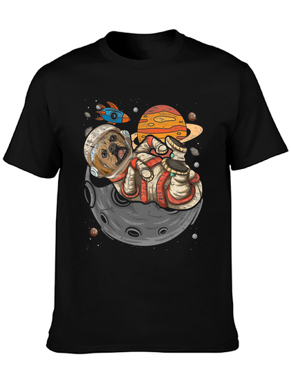 Astronaut Dog on the Moon Graphic Tee
