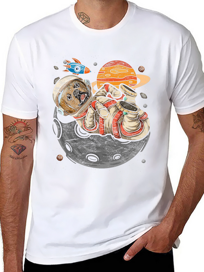 Astronaut Dog on the Moon Graphic Tee