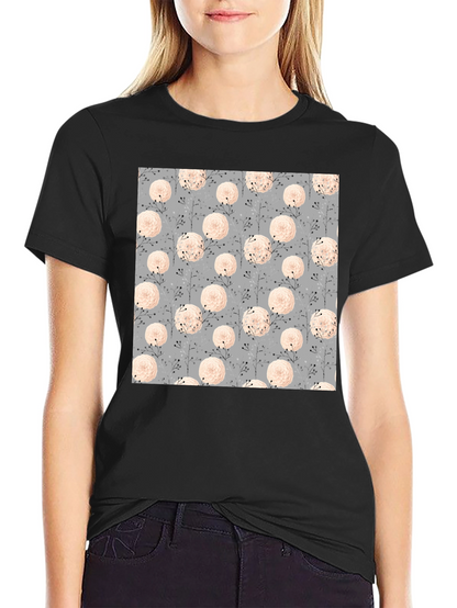 Floral Pattern Black Tee for Men