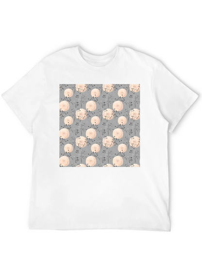 Floral Pattern Black Tee for Men