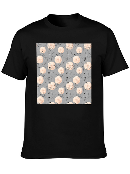 Floral Pattern Black Tee for Men