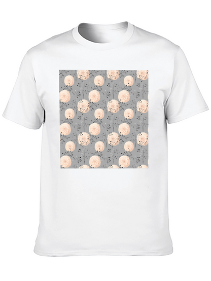 Floral Pattern Black Tee for Men