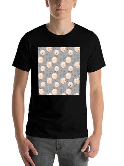 Floral Pattern Black Tee for Men