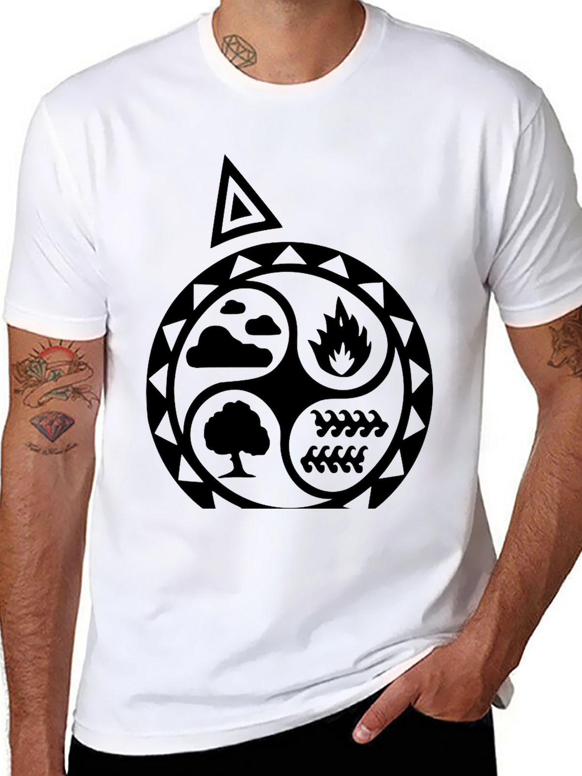 Elements T-Shirt: Earth Air Fire Water Symbol