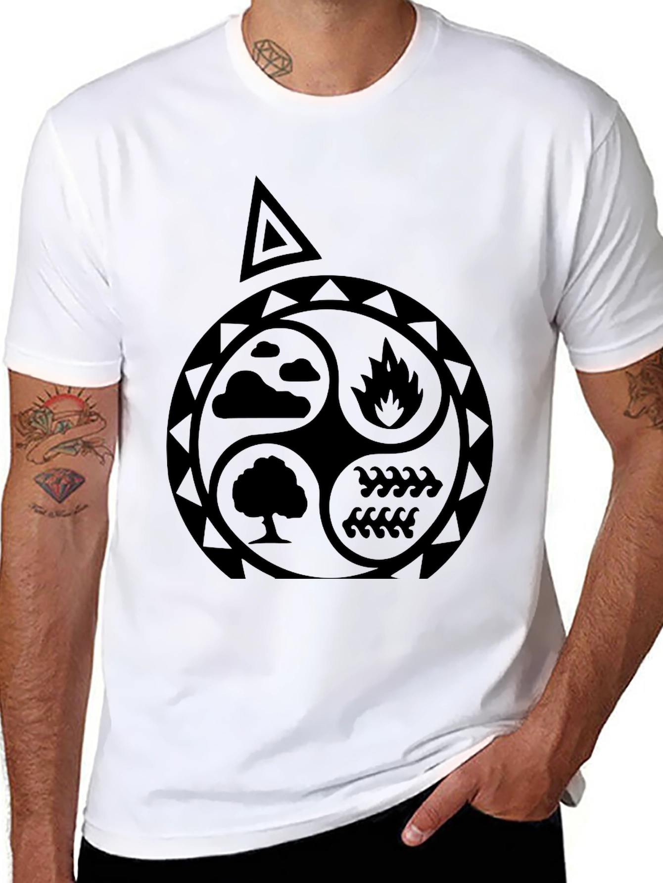 Elements T-Shirt: Earth Air Fire Water Symbol