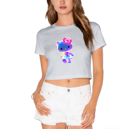 Shimmer Galaxy Hello Kitty Eye?Catching Streetwear Crop Top