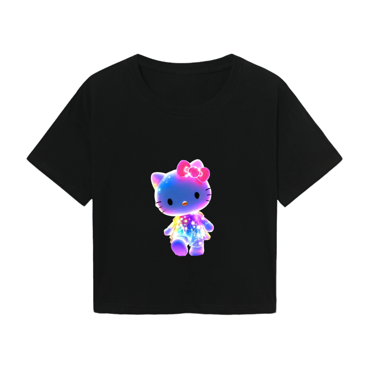Shimmer Galaxy Hello Kitty Eye?Catching Streetwear Crop Top
