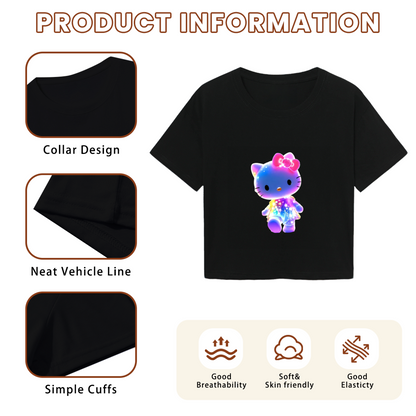 Shimmer Galaxy Hello Kitty Eye?Catching Streetwear Crop Top