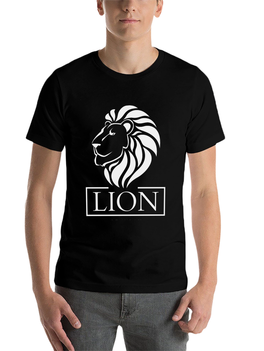 Lion Graphic Tee - Black Cotton T-Shirt