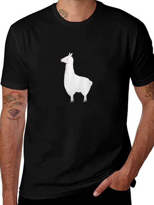 Llama Graphic Tee - Black Cotton T-Shirt