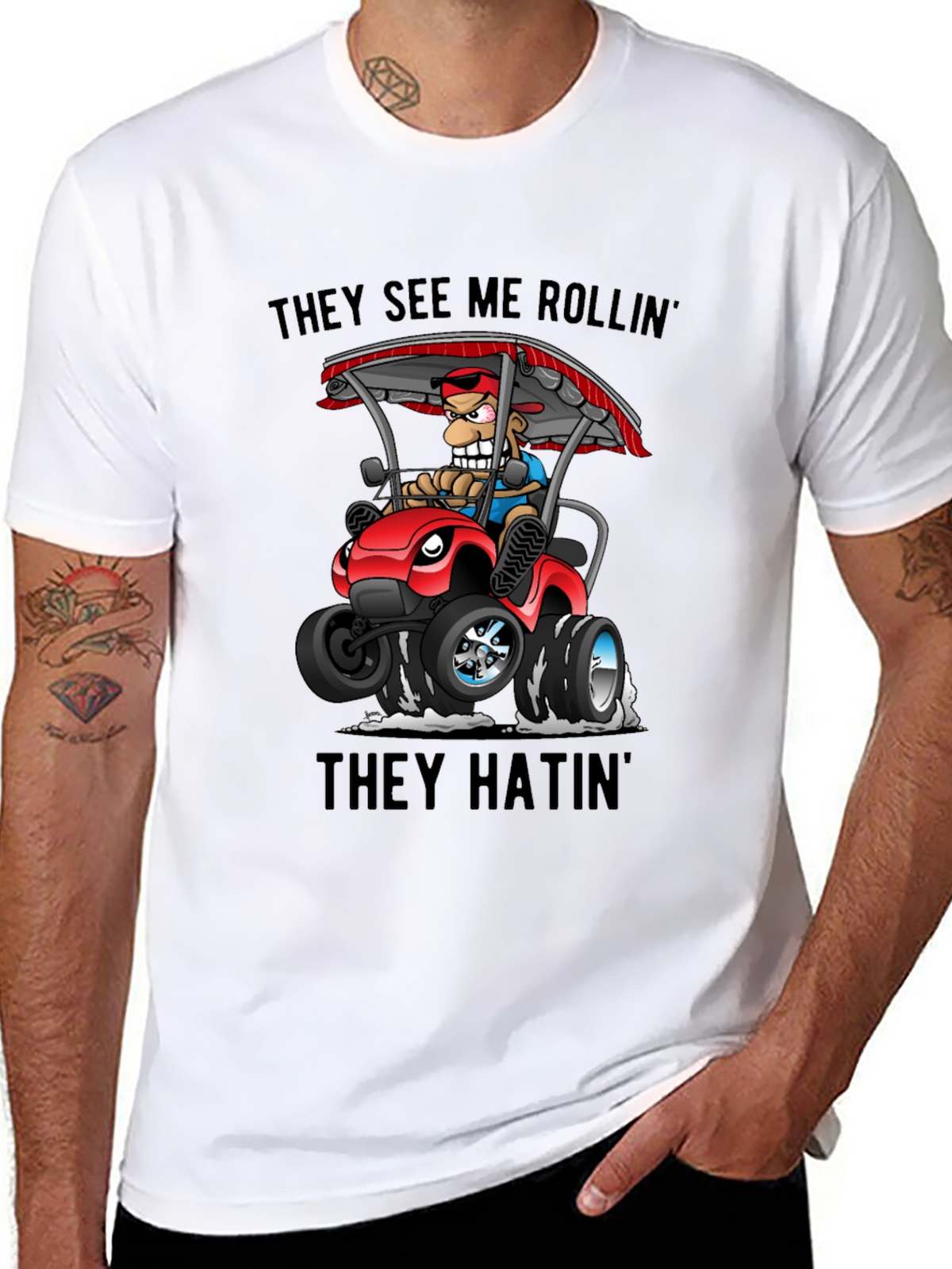 Funny Cartoon T-Shirt - They See Me Rollin