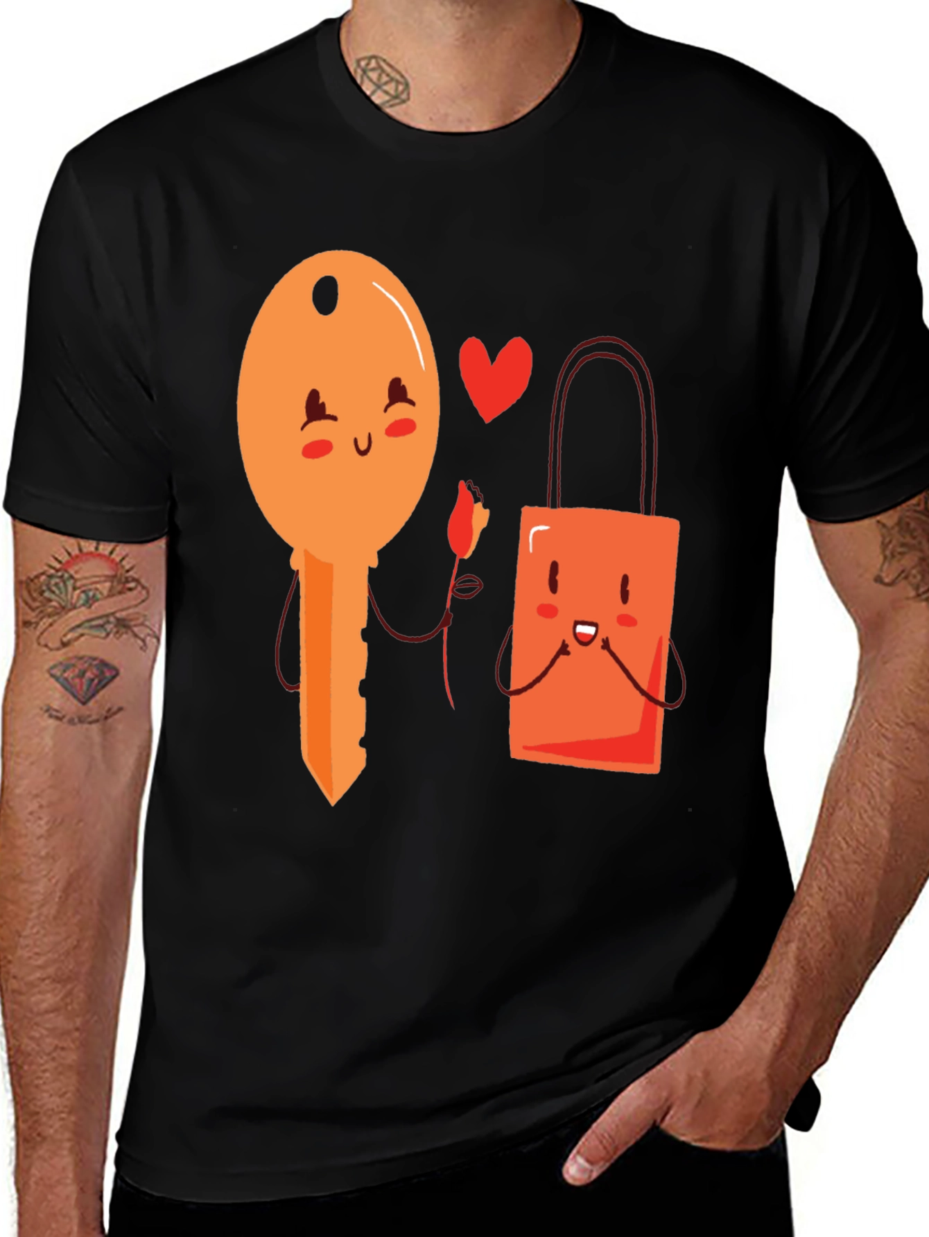Key to My Heart Graphic T-Shirt - Love Lock Design