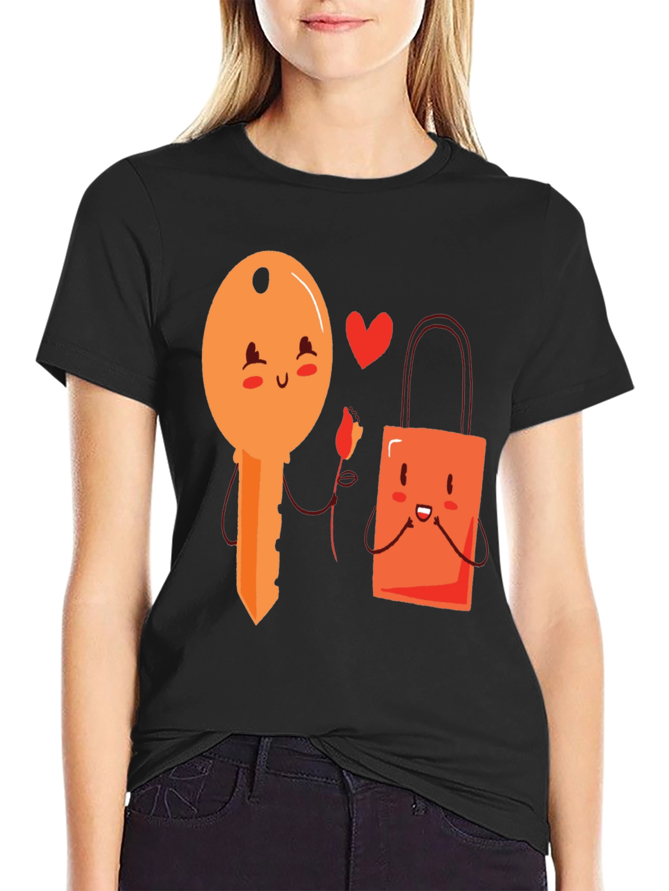 Key to My Heart Graphic T-Shirt - Love Lock Design