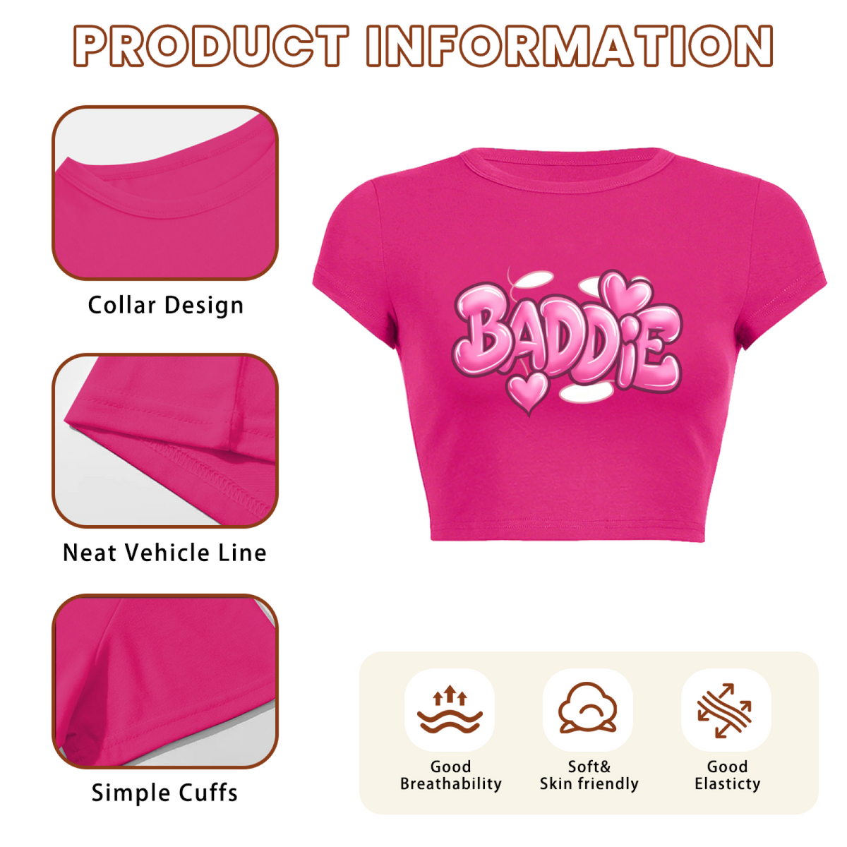 Hot Pink Baddie Bubble Letter Heart Y2K Fitted Crop Top