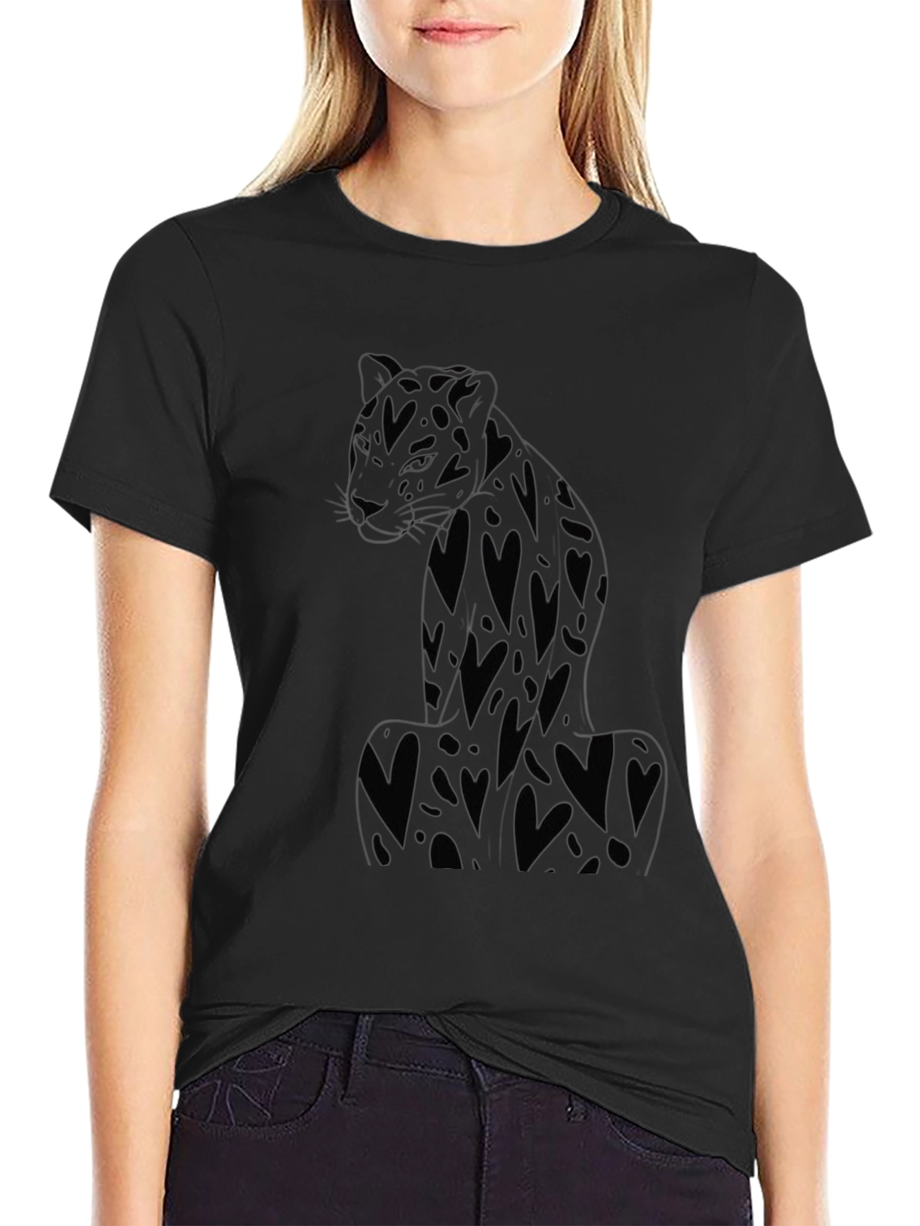 Black Heart Leopard Graphic Tee