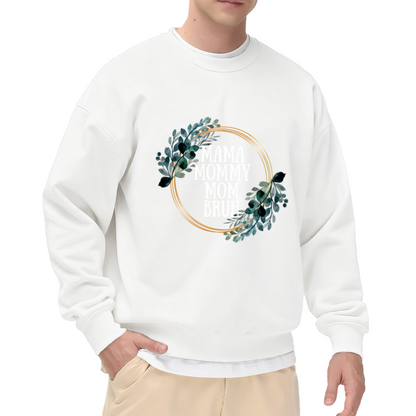 MAMA MOMMY MOM BRUH Funny Mom Floral Wreath Crewneck Sweatshirt | Mother's Day Humor Pullover, Mom Gift