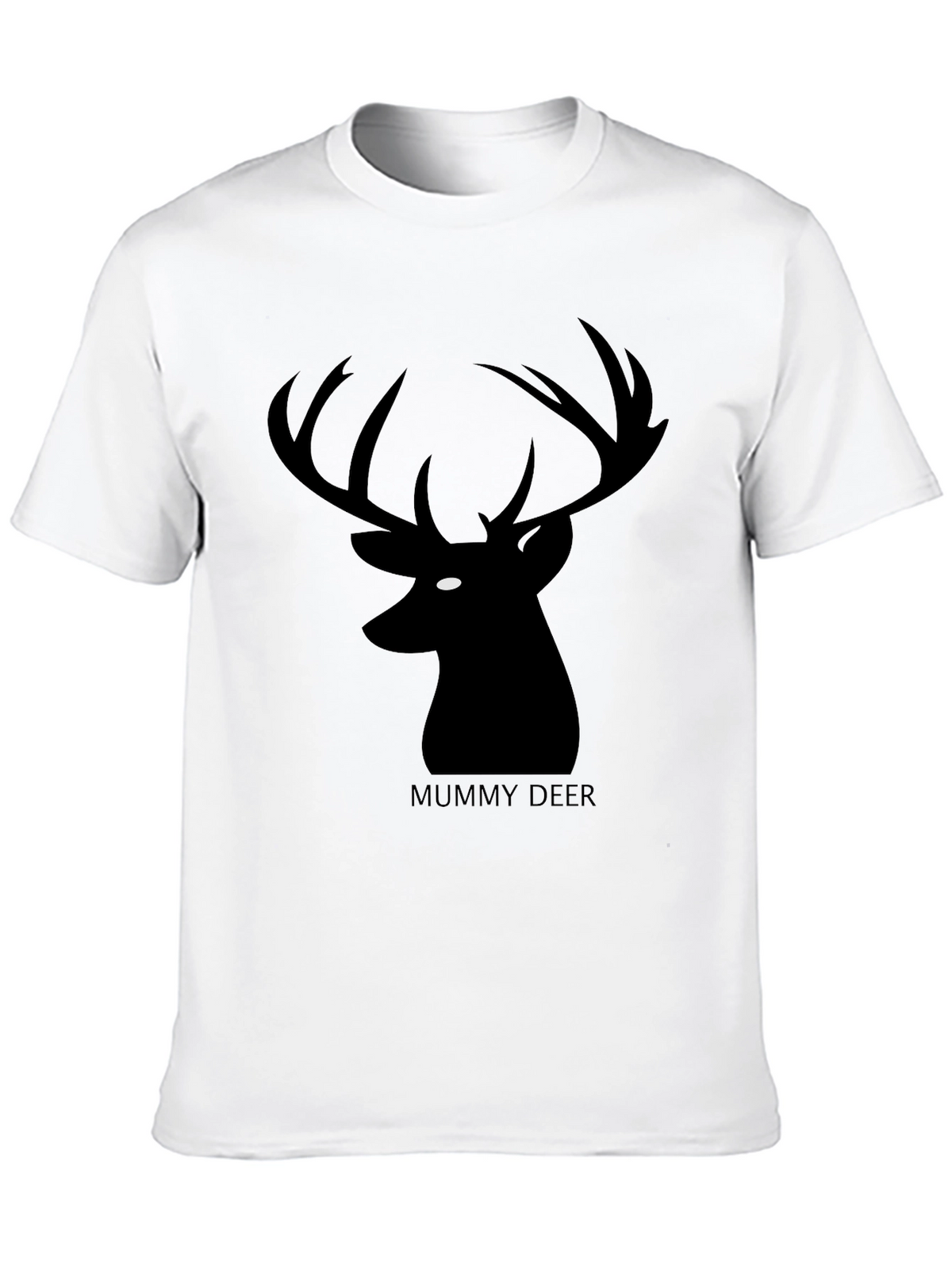 Mummy Deer Graphic T-Shirt - Black Casual Style