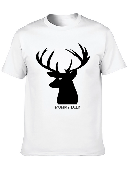 Mummy Deer Graphic T-Shirt - Black Casual Style