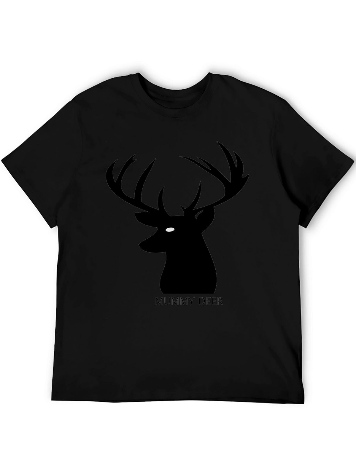 Mummy Deer Graphic T-Shirt - Black Casual Style