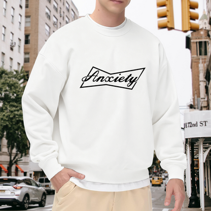 Anxiety Bowtie Frame Minimalist Crewneck Sweatshirt | Mental Health Awareness Streetwear Pullover, Self-Care Gift