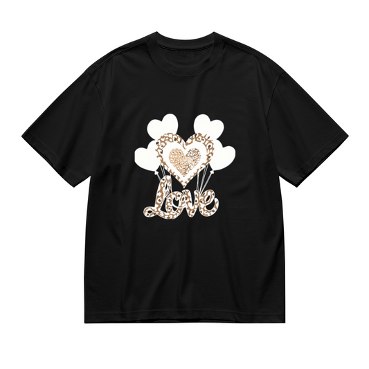 Trendy Leopard Print Love Heart Balloon Shirt