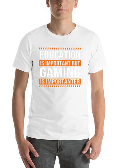 Funny Gaming T-Shirt: Education is Important But Gaming...
