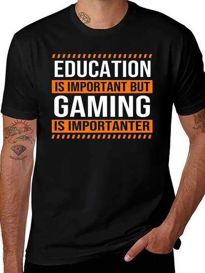 Funny Gaming T-Shirt: Education is Important But Gaming...