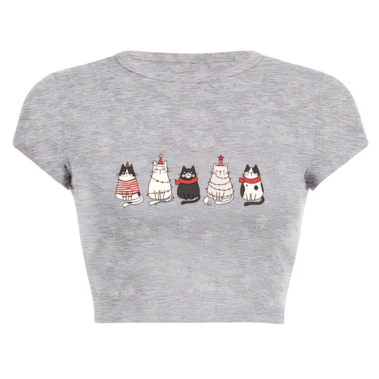 Christmas Holiday Kittens Xmas Grey Cropped Baby Tee