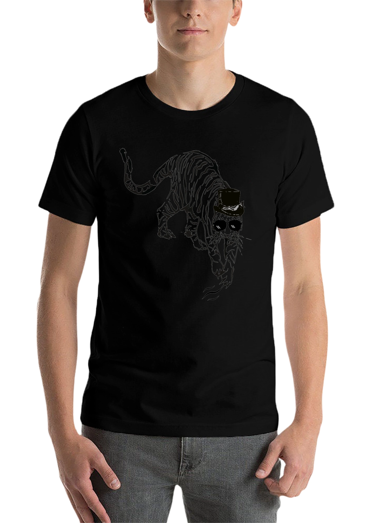 Cool Cat T-Shirt - Black Tee with Stylish Feline Design