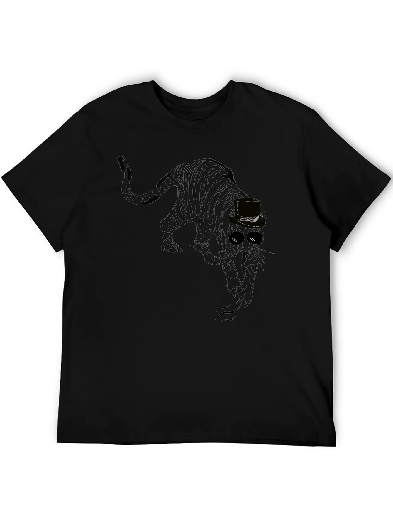 Cool Cat T-Shirt - Black Tee with Stylish Feline Design