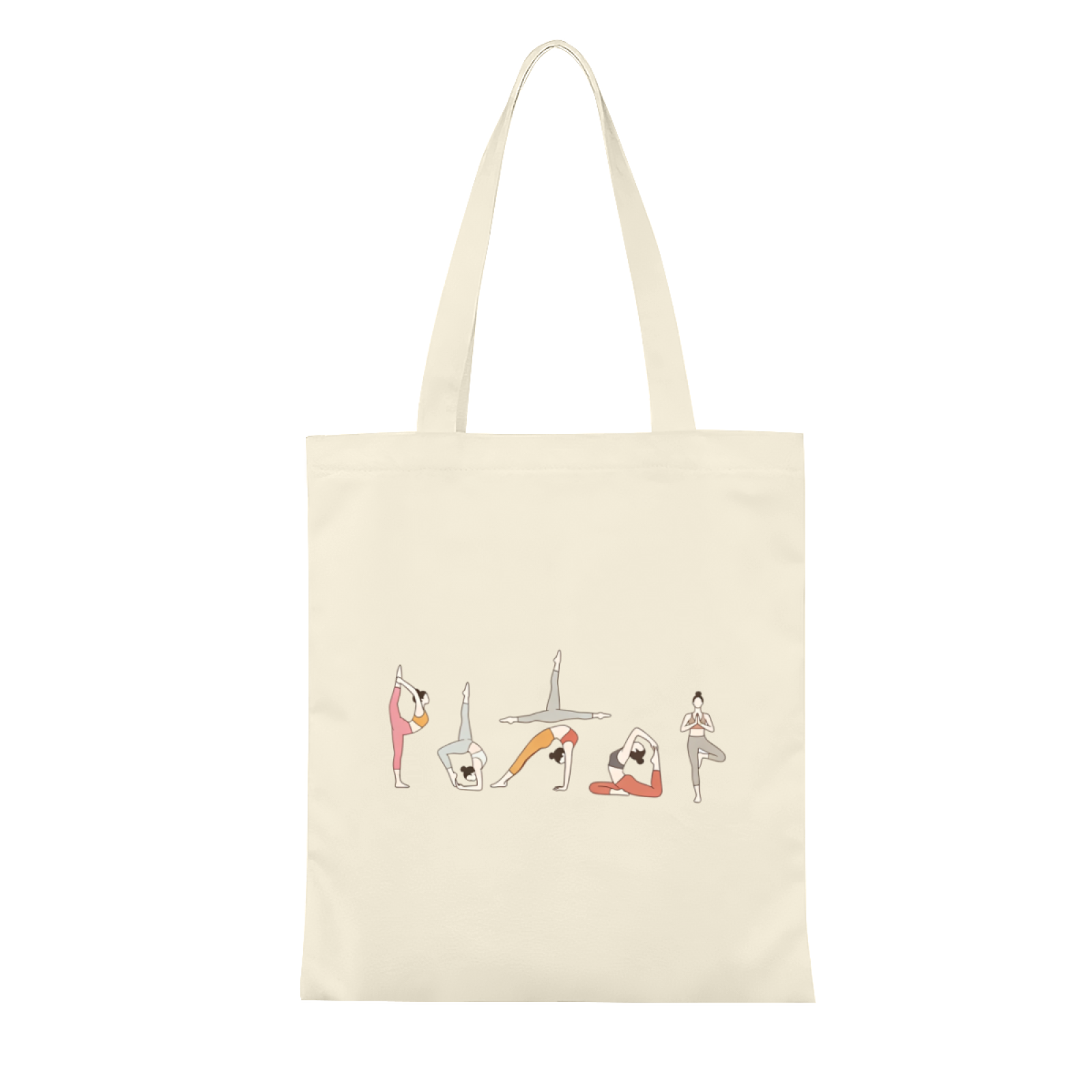 Minimal Line Art Yoga Lady Canvas Tote | Fitness Lover Neutral Daily Shoulder Bag