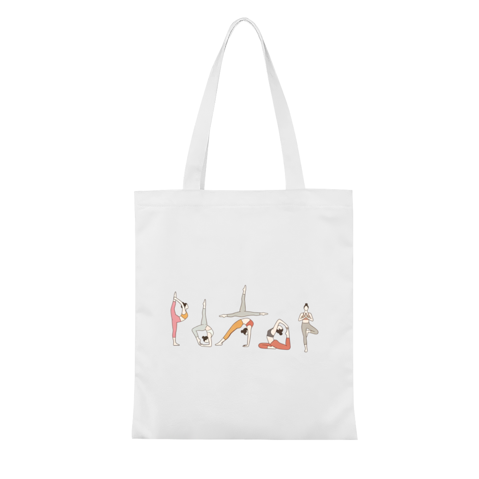 Minimal Line Art Yoga Lady Canvas Tote | Fitness Lover Neutral Daily Shoulder Bag