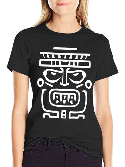 Tribal Mask Graphic T-Shirt - Bold Black Tee