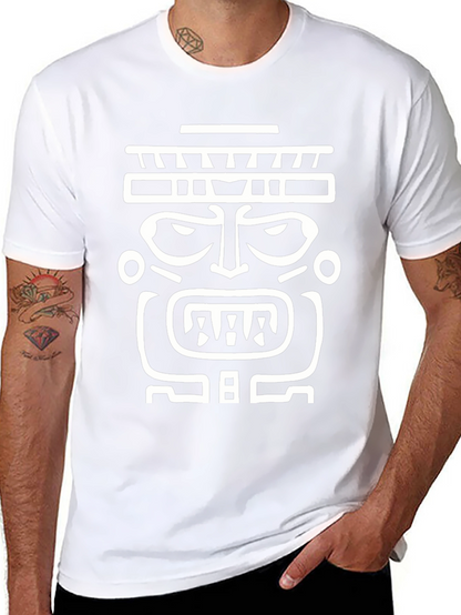 Tribal Mask Graphic T-Shirt - Bold Black Tee