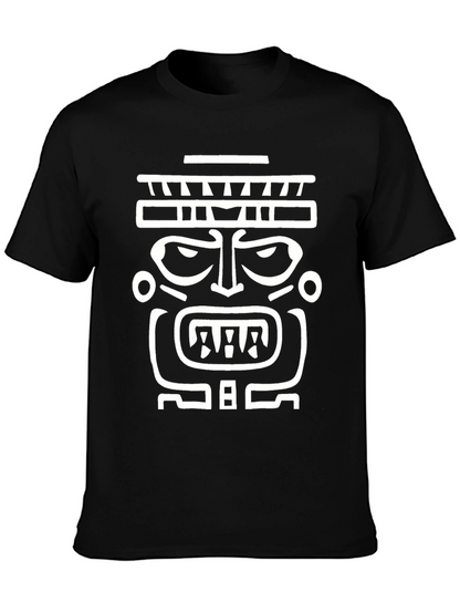 Tribal Mask Graphic T-Shirt - Bold Black Tee
