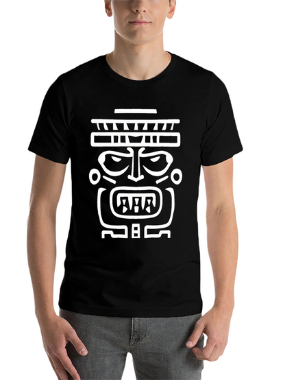 Tribal Mask Graphic T-Shirt - Bold Black Tee