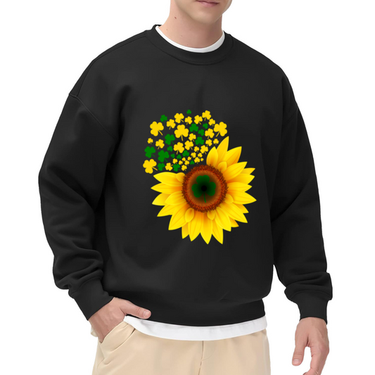 Shamrock Sunflower Heart Crewneck Sweatshirt | St Patrick's Day Lucky Clover Floral Pullover, Spring Gift