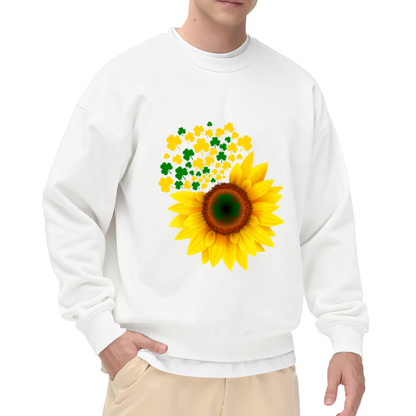 Shamrock Sunflower Heart Crewneck Sweatshirt | St Patrick's Day Lucky Clover Floral Pullover, Spring Gift