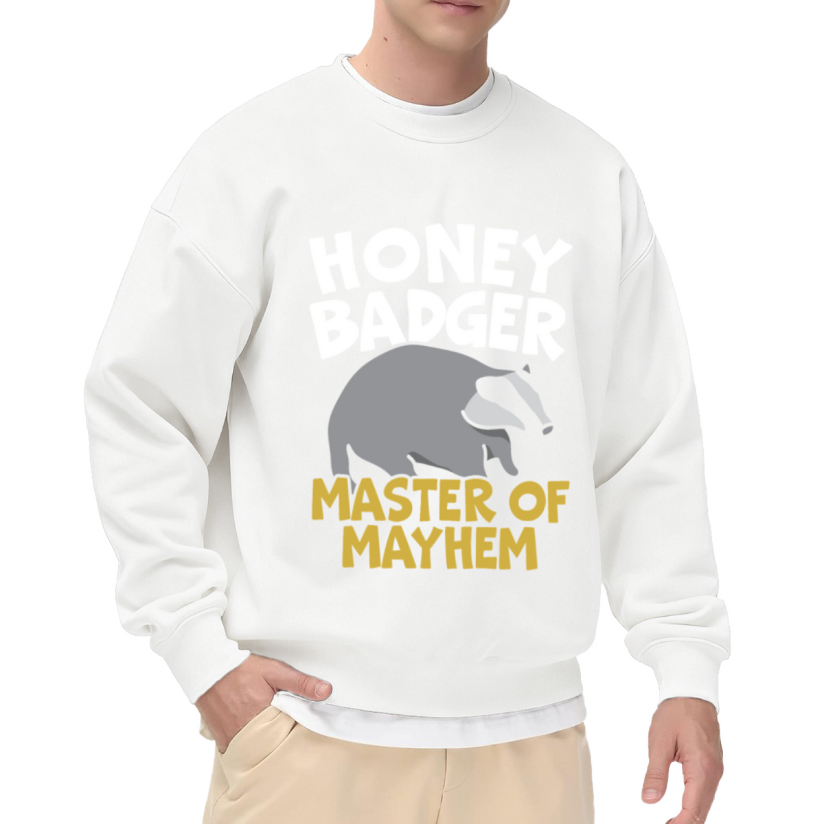 Honey Badger Master Of Mayhem Sweatshirt | Funny Animal Graphic Crewneck, Wildlife Pullover Top, Quirky Gift for Animal Lovers Men Women