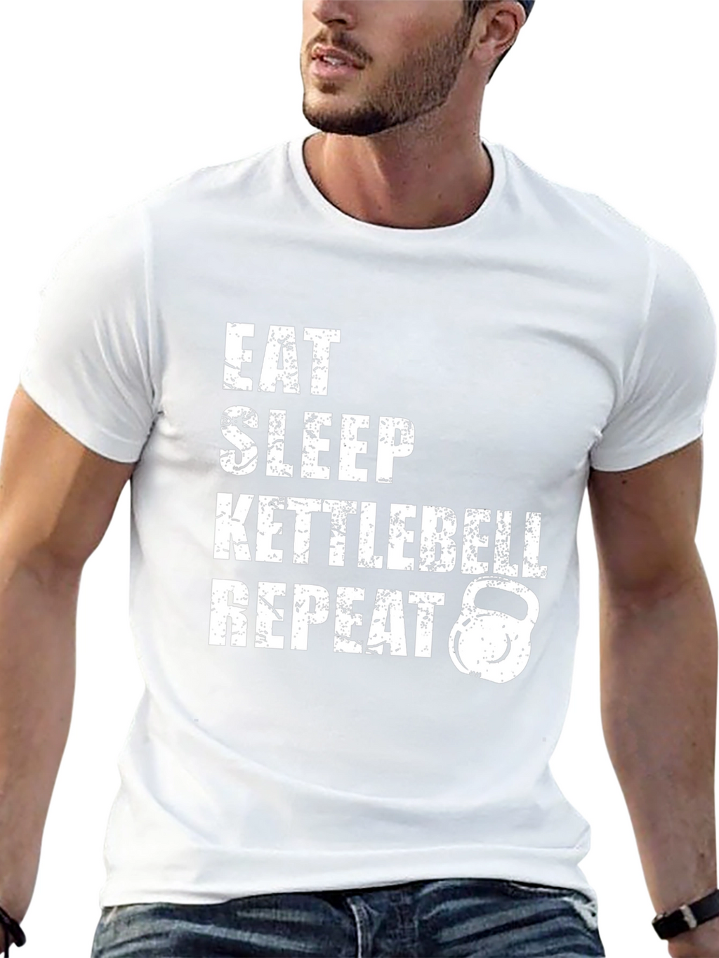 Eat Sleep Kettlebell Repeat Graphic Tee