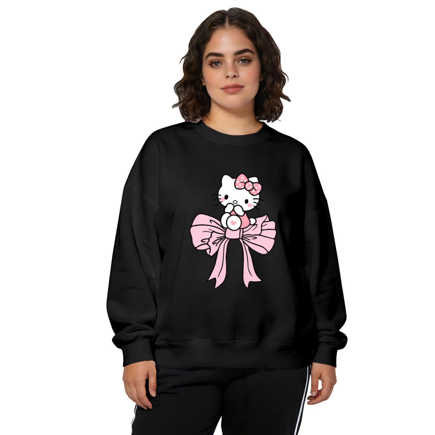 Dreamy Big Bow Decor Hello Kitty Adorable Crewneck Sweatshirt
