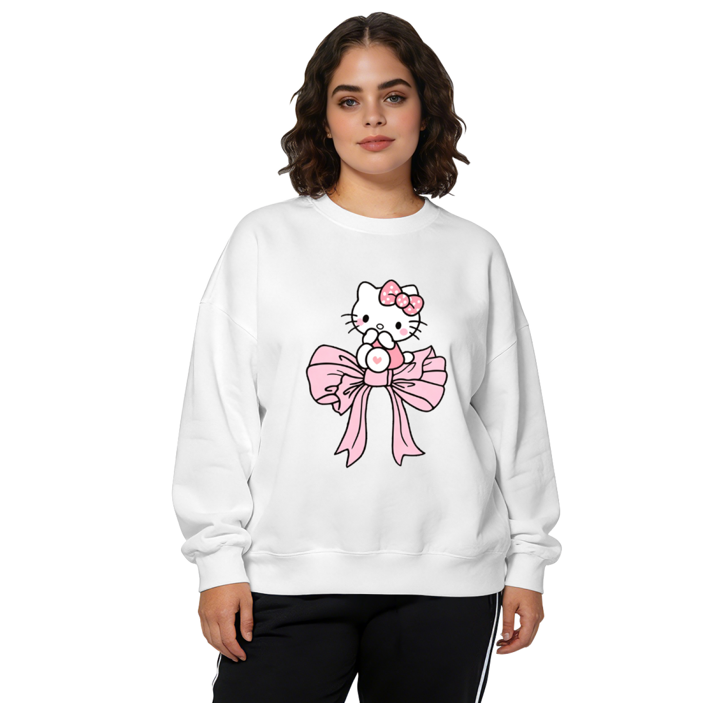 Dreamy Big Bow Decor Hello Kitty Adorable Crewneck Sweatshirt