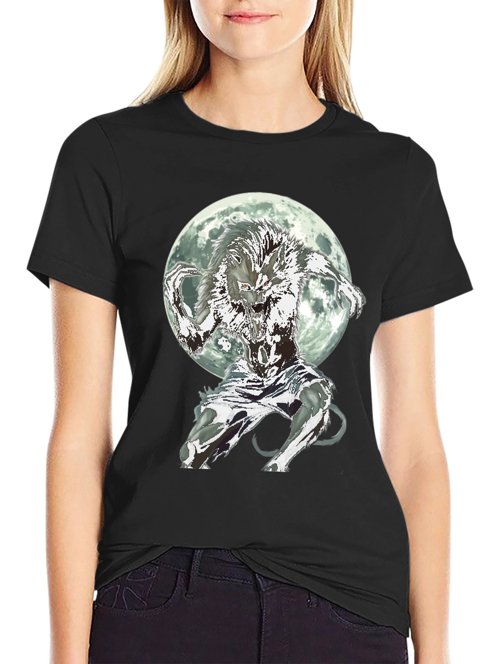 Werewolf Moon Graphic Tee - Black Cotton