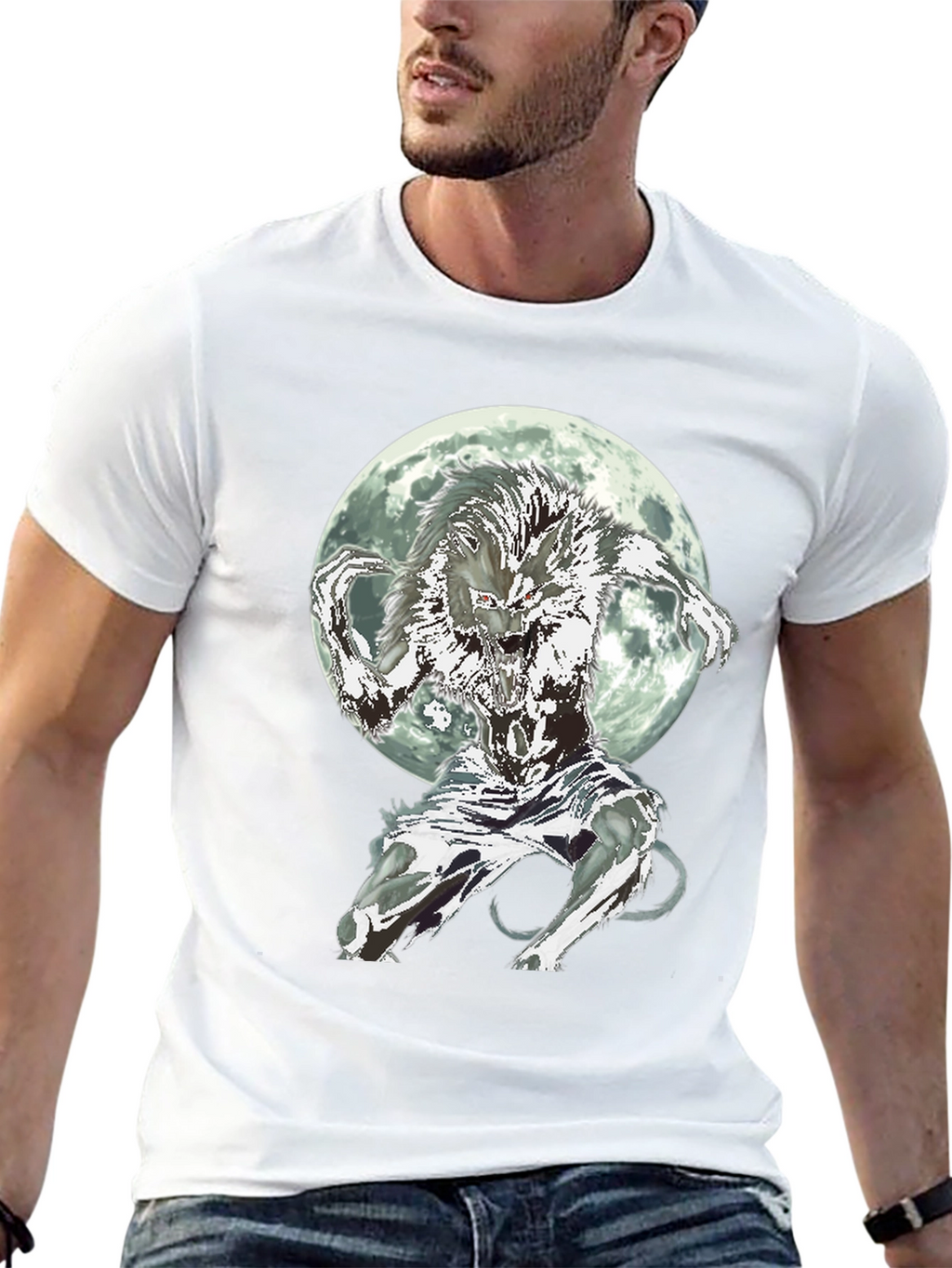 Werewolf Moon Graphic Tee - Black Cotton