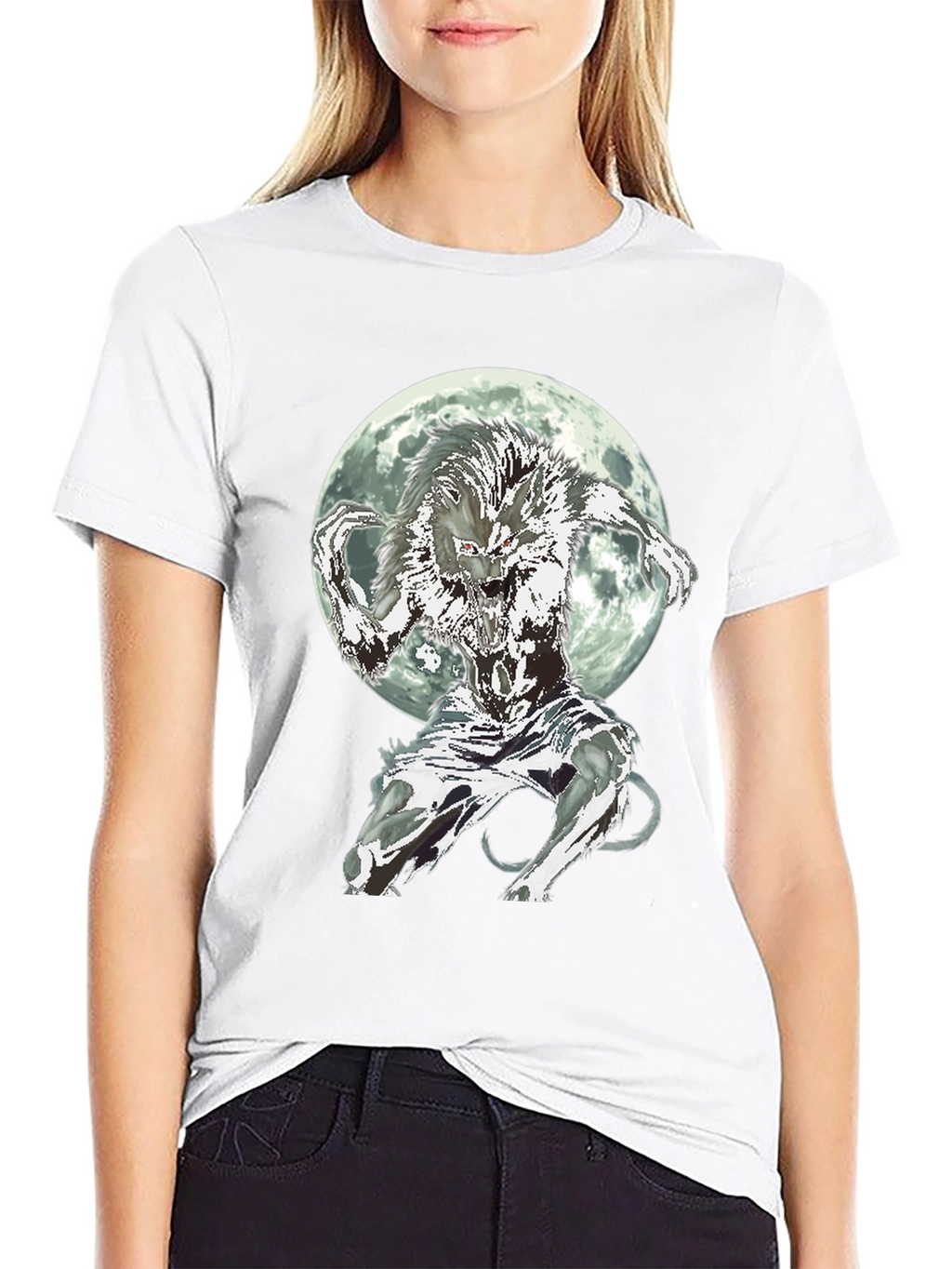 Werewolf Moon Graphic Tee - Black Cotton
